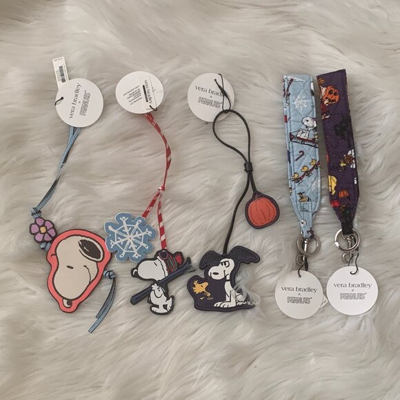 Vera Bradley Accessories - VERA BRADLEY X PEANUTS Snoopy Key Rings and Bag Charms SET (5 PIECES SET)